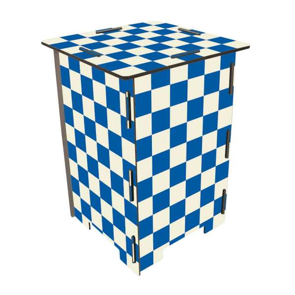 Photo Stool | Blue Checkered Pattern