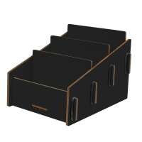 Business Card Holder with 3 Compartments –  black