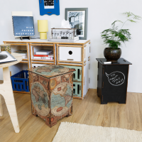 Photohocker Alte Weltkarte