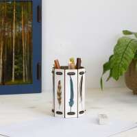 Pen Box octagon feathers