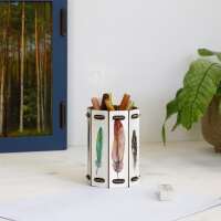 Pen Box octagon feathers
