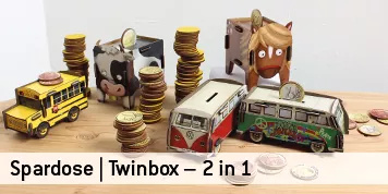 Spardose und Geschenkbox in einem Produkt = Twinbox aus Holz | WERKHAUS