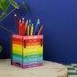 Preview: Stiftebox mit 4 Fächern im Regenbogenmotiv