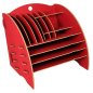 Preview: Schreibtisch Organizer aus Holz mit 16 Fächern als Ablage für das Büro in rot | WERKHAUS