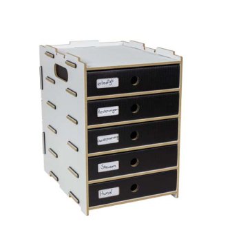 Archivbox mit 5 Schubladen in weiß