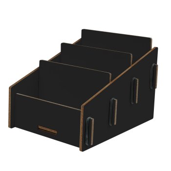 Schwarze Visitenkartenbox 3 Fächer