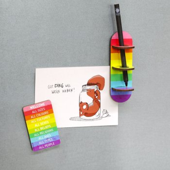 Preview: Kühlschrank Magnet Regenbogen mit Stiftehalter Magnet