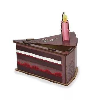 Geschenkbox Schokotorte Kerze | offener Deckel