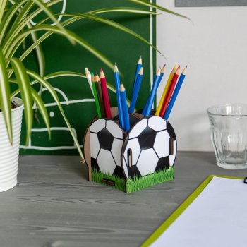 Preview: Fußball Stiftebox gefüllt mit Stiften