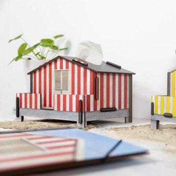 Preview: Taschentuchbox im Strandhaus Design rot