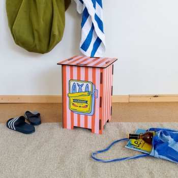 Preview: Gestreifter Hocker mit Print