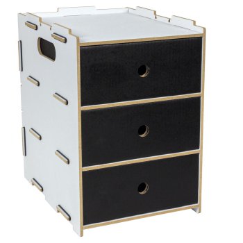 Box mit 3 Schubladen in weiß
