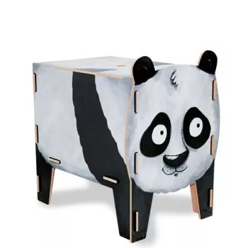 Kinderhocker Panda aus Holz als Spielzeugkiste | WERKHAUS