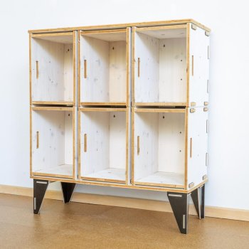 Weißes Sideboard aus Fichtenholz Kisten
