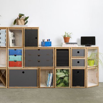 Preview: 2.1 Regalkiste grau im Werkbox Regal