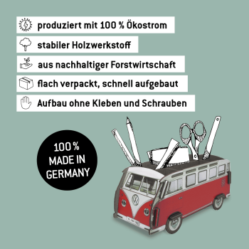 Preview: Stiftebox VW T1 - Rot Preview: 100% Made in Germany