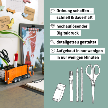 Müllwagen als Schreibtisch-Organizer