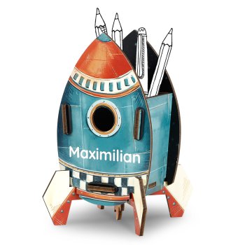 Stiftebox Rakete mit Wunschnamen
