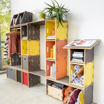 Werkbox Pult in Regalwand