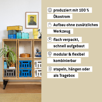 Regalsystem aus Holzkisten
