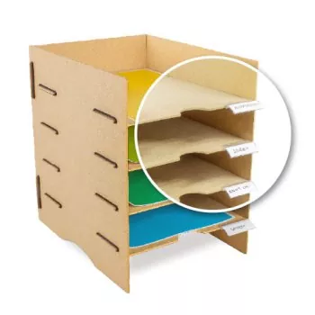 Ablagefächer als Sortiersystem für die Papierablage im Arbeitszimmer | MDF Natur