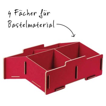 Stapelbare Aufbewahrungsbox mit vier Fächern ohne Plastik | WERKHAUS