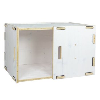 Weiße Holzkiste für ein Eckregal mit dem modularen Regalsystem WERKBOX