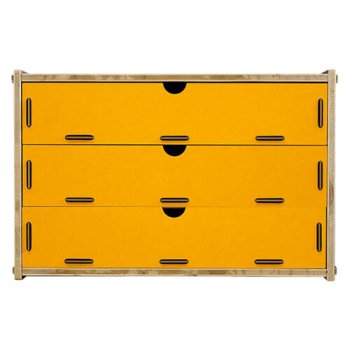 Regaleinsatz A3 mit Schubladen in gelb für das Regalsystem WERKBOX