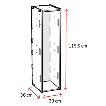 Lange Holzkiste WERKBOX 1.3 mit Maßen