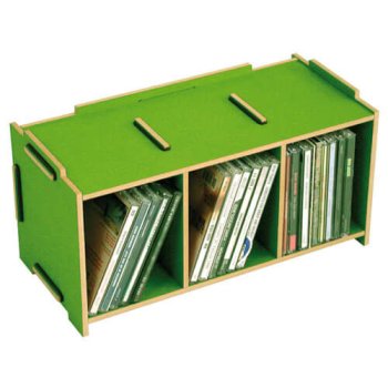 Medienbox zum Stapeln aus Holz in Grün