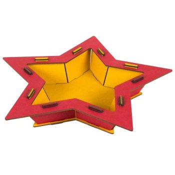 Sternteller als Deko für die Adventszeit zum Wenden in Rot und Gelb | WERKHAUS