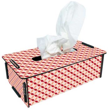 Die Taschentuchbox Tissue-Box mit geometrischem Muster rosa für Taschentücher aus der Papp-Box | WERKHAUS