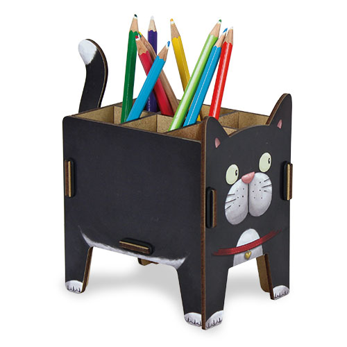 Werkhaus Design MDF-Steckbausatz Stiftebox Stiftebecher KATZE 