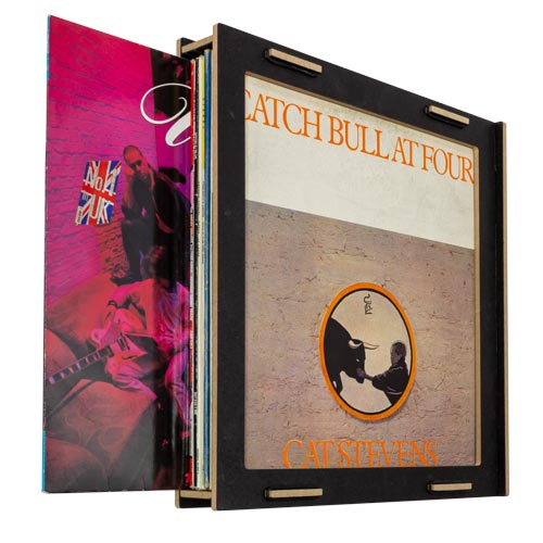 Runder LP Bilder-Rahmen aus echter Vinyl-Schallplatte mit rundem Bildausschnitt 