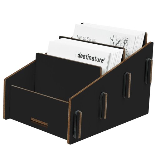 Visitenkarten präsentieren in drei Fächern