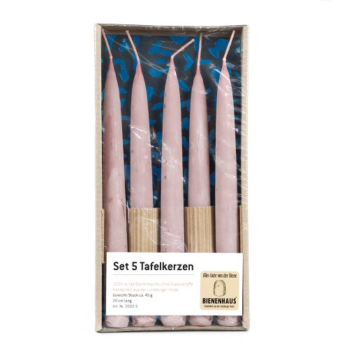 rote Handgezogene Bienenwachskerzen 5er Set