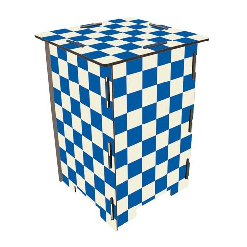 Photohocker Schachbrettmuster Blau