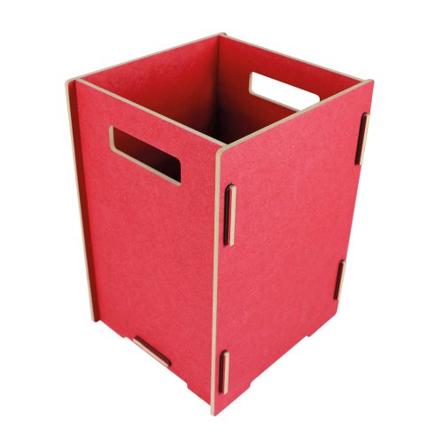 Papierkorb aus MDF in rot