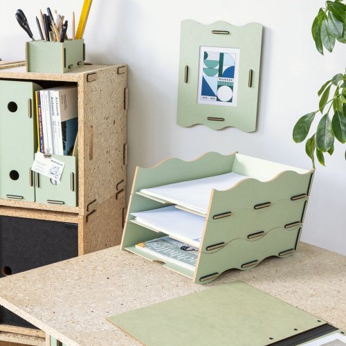 3er Set Ablage Box mit Wellen