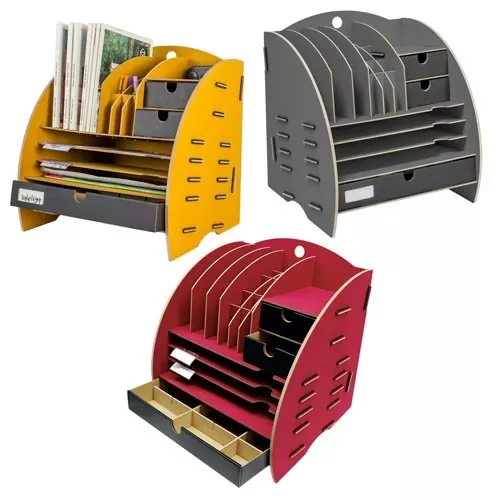 Der große Leo Schreibtisch-Organizer | gelb | grau | rot