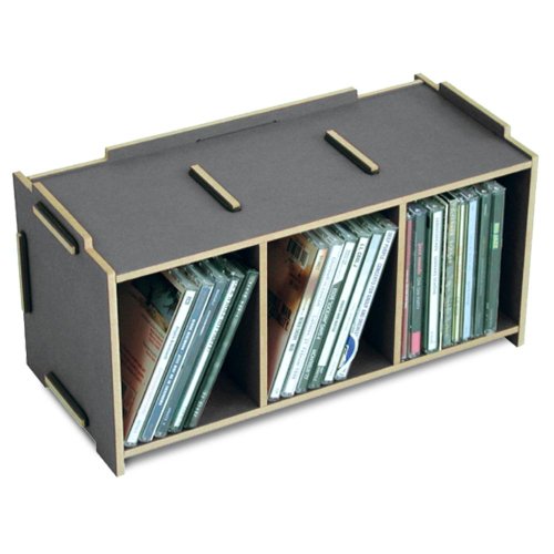 CD Aufbewahrung aus Holz in grau