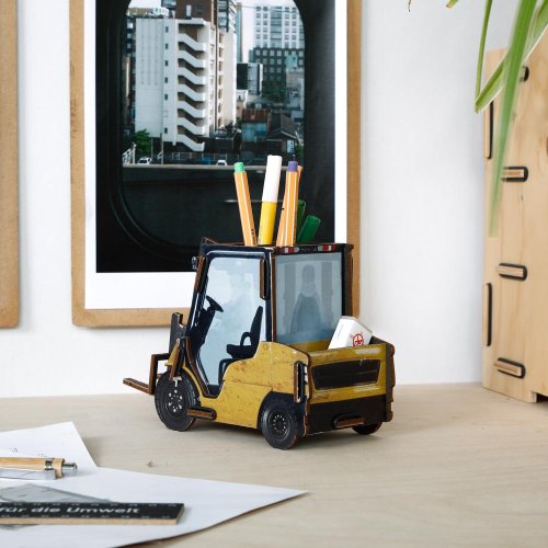Stiftebox Baustelle Gabelstapler mit Fach