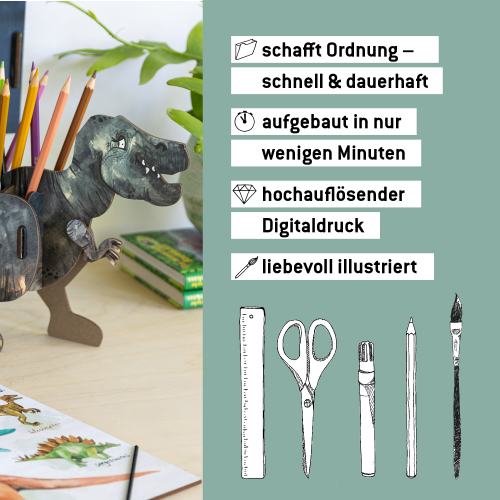 Dino-Stiftehalter für den Schreibtisch