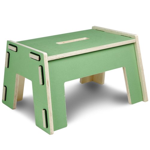 Tritthocker aus Holz Grün gefärbt