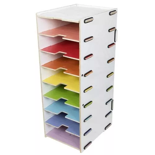 8er Tower | Ablagemodul weiß Regenbogen