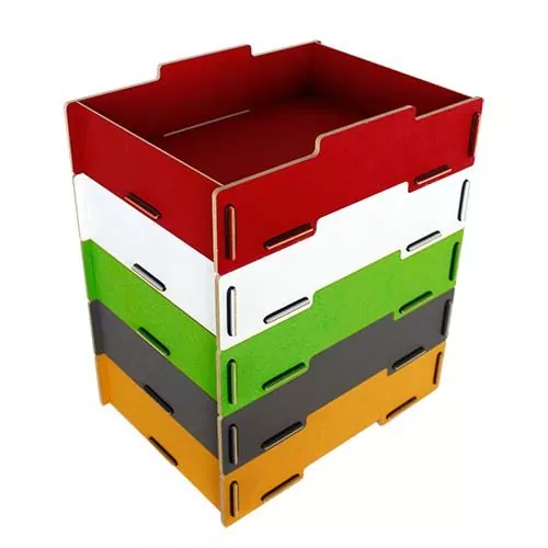 Aufbewahrungsbox und Stapelkiste aus MDF-Holz in verschiedenen Farben | WERKHAUS