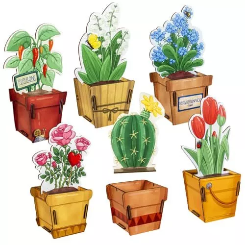 Wiederverwendbare Geschenkverpackung ohne Plastik | Sechs Blumen und Pflanzen als Geschenkbox