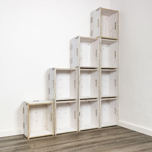 Großes Bücherregal aus Holz in weiß modular bauen und planen | WERKHAUS