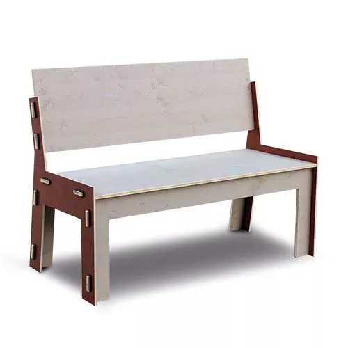 Holzbank mit Lehne und Sitzpolster | Moderne Gartenmöbel aus Holz mit Stecksystem