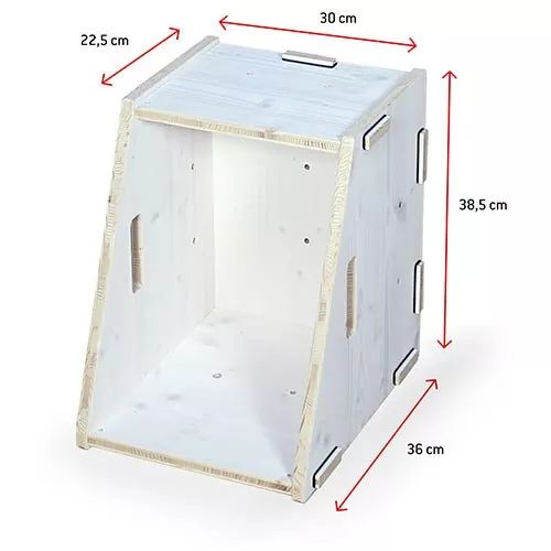 Die schräge Kiste in weiß zum Bauen von Wandregalen | WERKHAUS
